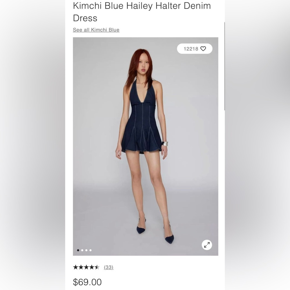 NIP Kimchi Blue Halter Denim Dress size Medium